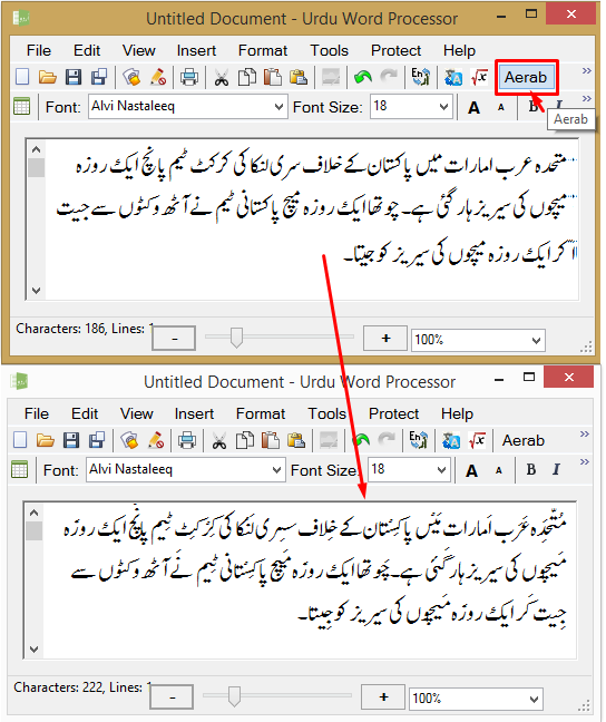 Urdu Word Processor | Aerab Demo
